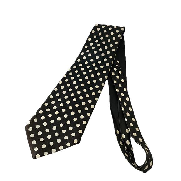 VTG NYC Mid Century Retro Polka Dot Hillo Sillk Tie Dark Green/Black Rockabilly - Picture 1 of 14